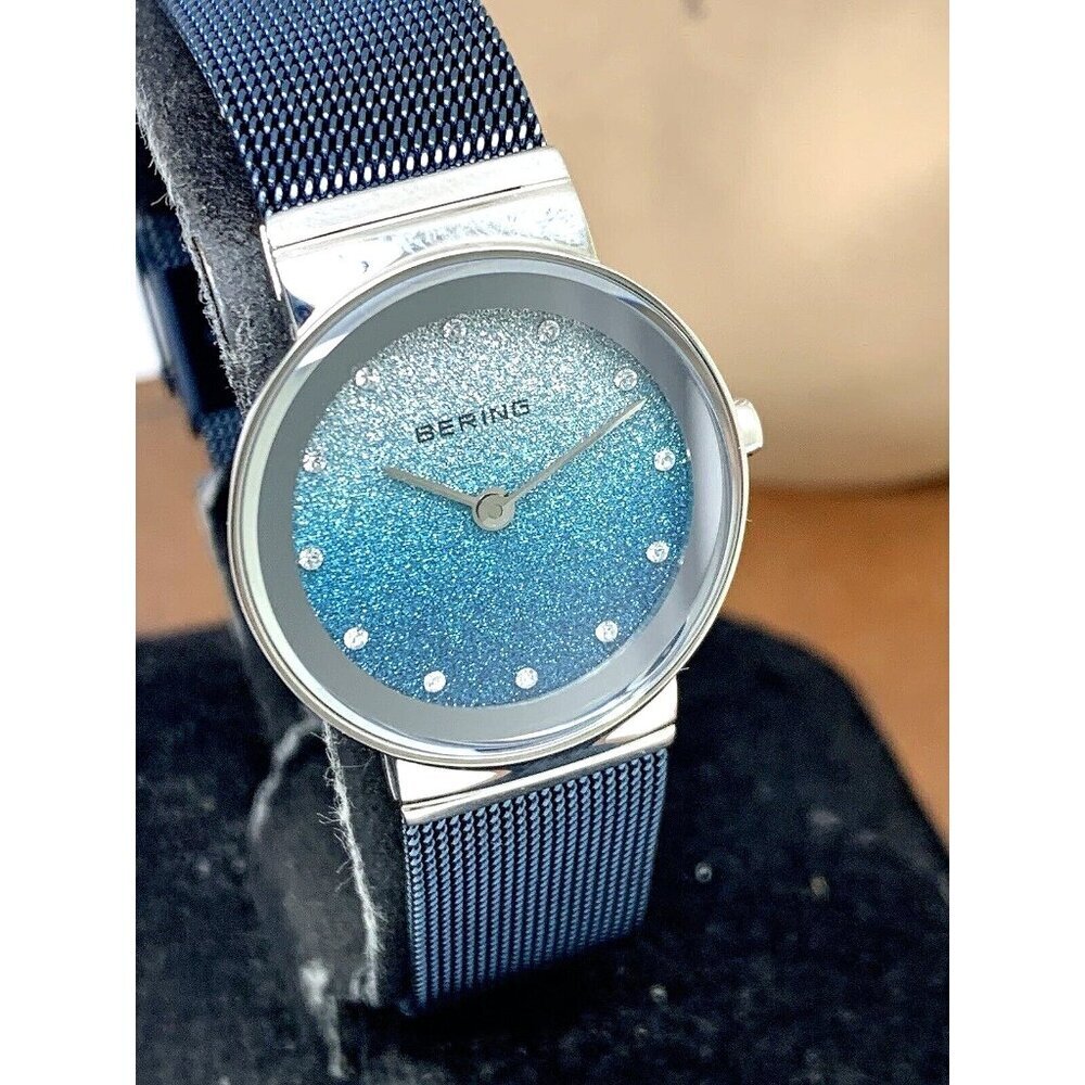 Bering Women's Watch 10126-3073 Quartz Silver Blue Dial Steel Petite 25mm